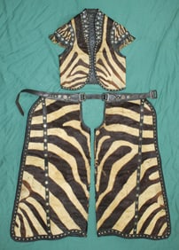 Rare Zebra Chaps and Vest Set