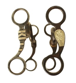 Two Texas style iron grazing bits, one Paddy Ryan style Crockett bit and one Kelly Bro's bit.