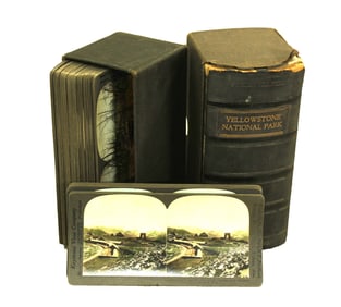 Interesting boxed set of cabinet card style photographs, with detailed color images in a nicely