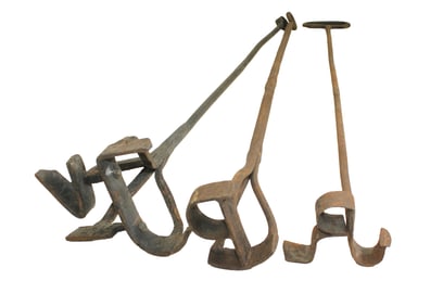 Collection of 3 hand forged branding irons with elaborately designed style. Branding irons have been