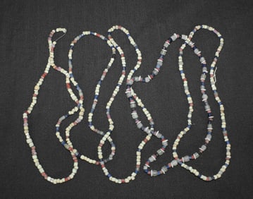 Pre 1900's five strand set of Native Amreican strung trade beads featuring great colors and