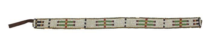Extra fine Sioux Indian beaded childs belt. Decorated with early tiny seed beads in a unique