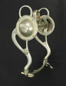 Characteristic 1930's-1940's decorative bit known as the "Humane Bit", with large horsehead embossed