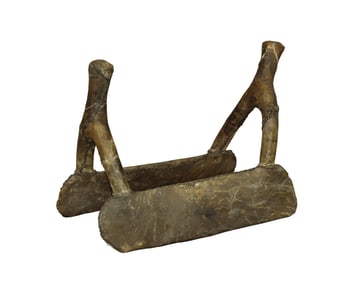 Interesting Native American saddle with rawhide covered tree, showing rich patina and measuring 14"