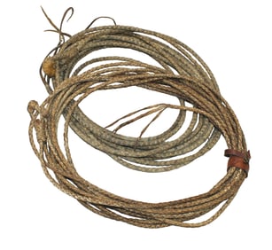 Grouping of 2 extra nice four plait reata's, showing great patina, age, and desirable hondos.