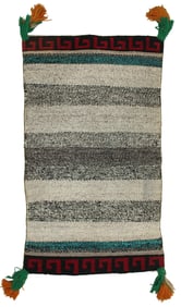 Uniquely colored Sunday saddle weaving with great borders and accenting tassels, with dimensions