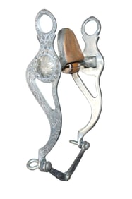 Classic California style Garcia-Salinas marked bit with full silver overlay and mona lisa