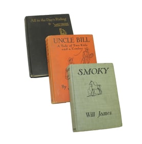 Grouping of three desirable first edition hard back Will James books, to include, "All In A Day's