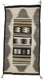 Eye catching Navajo weaving with "rug in a rug" pattern, showing great condition, and measuring 31"x