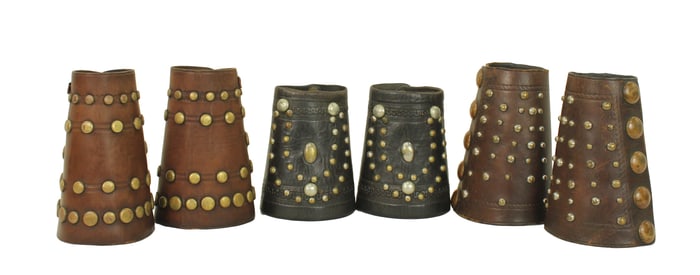 Grouping of 3 pairs of very nice studded cuffs, with attractive stud patterns and age, one pair of