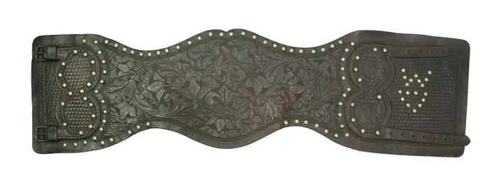 Stunning and very uncommon extra large bronc belt with C.P. Shipley characteristics, and great eye