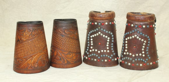 Grouping of two pair of studded wrist cuffs. 1) very reminiscent of G.S. Garcia with incredible