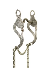 Elaborate fully silver mounted bit with intricate engraving accented by gold domes, port mouth