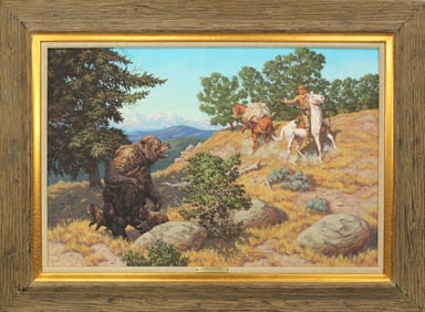 Beautifully framed western oil oil on canvas, titled "Losin Everything", dated 1981, signed in lower