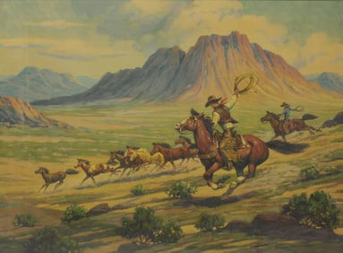Part of the "Westward Ho" series, this is the image titled "Mustang Runners",. Professionally framed