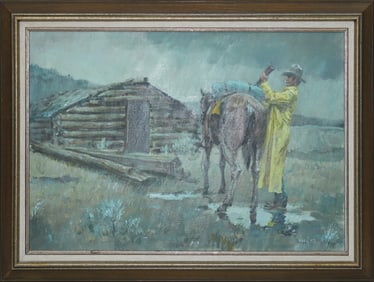 Frank Hagel (1933-2024), Entitled "Comin' and Goin", Oil on canvas, dated 1971 and signed in right.