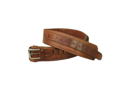 Showing nearly unused condition, this desirable wide money belt has 45 caliber loops and measures