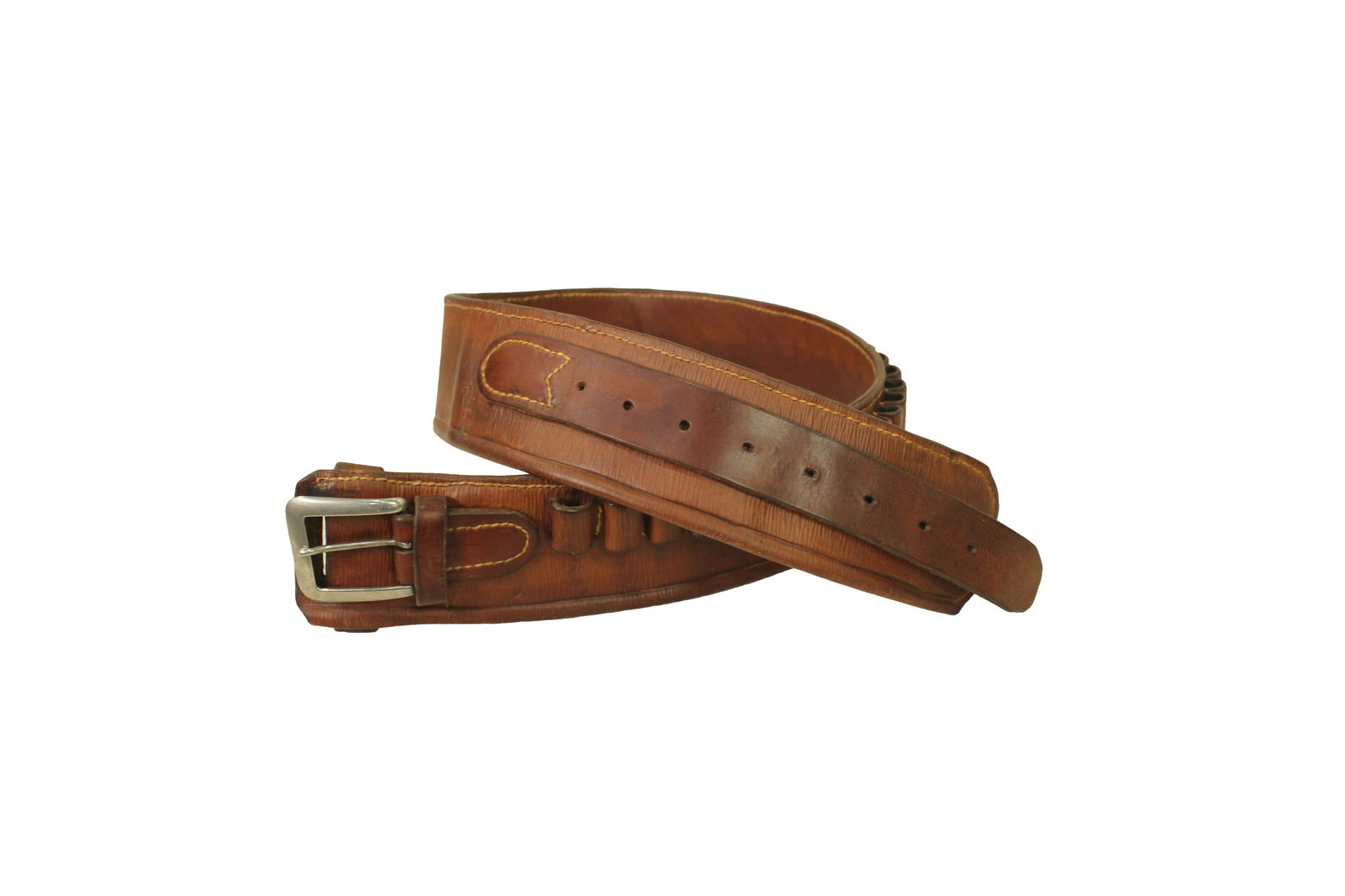 Money Belt: Showing nearly unused condition, this desirable wide money belt has 45 caliber loops and measures 36". Provanace: Jack Slaughter Collection