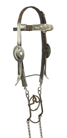 Exceptional large Navajo made bridle with finely crafted full coverage silver, massive high detail
