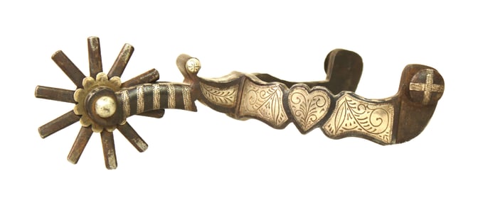 An example of the Holy Grail of spur collecting, this Hulbert spur displays his double inlaid