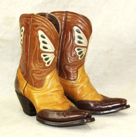 With classic south Texas style this pair of three color custom made 1940's boots display detailed