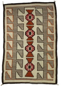 Unusual Crystal pattern weaving with pleasing colors. Measuring 38"x 56".