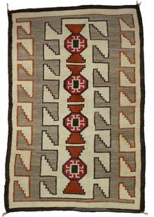 Navajo Rug: Unusual Crystal pattern weaving with pleasing colors. Measuring 38"x 56".