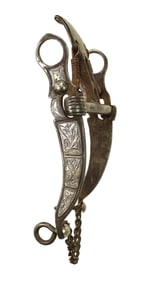Super nice early loose jaw banana cheeked tall spade bit with great inlaid silver, and completed by