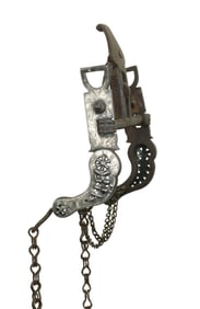 Stunning mid 1800's extra tall spade bit with uncommon pierced silver cheeks combined with fine
