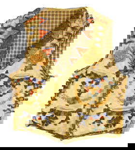 Interesting heavily beaded vest with unique bead pattern and style, with nice eye appeal.: Interesting heavily beaded vest with unique bead pattern and style, with nice eye appeal.