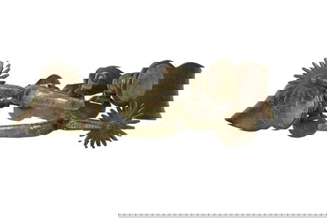 Popular early single mounted Buerman silver inlaid spurs with rounded heelbands, shaped straight: Popular early single mounted Buerman silver inlaid spurs with rounded heelbands, shaped straight shanks and large multi-point rowels.