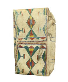 Brightly colored large Native American rawhide envelope with great colors and condition. Measuring