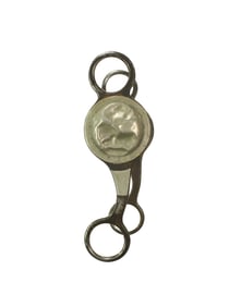 Exceptionally rare maker's mark iron grazing bit with massive concho cheeks and port mouthpiece.