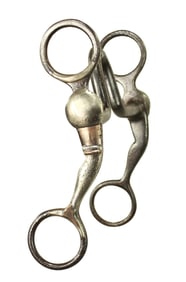 An extra fine lady leg bit with two tone design of silver and possibly gold, with detailed engraving