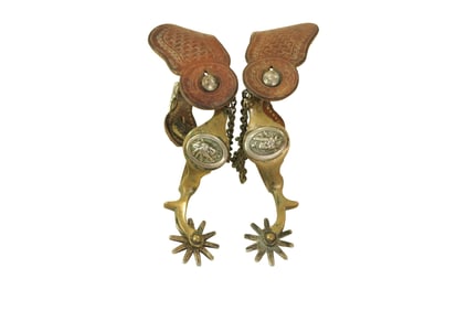 Highly collected Hercules bronze spurs with a hard-to-find three dimensional Indian head pattern,