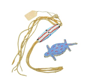 A pair of beautifully beaded Cheyenne fetishes with appealing color, twisted hide and excellent
