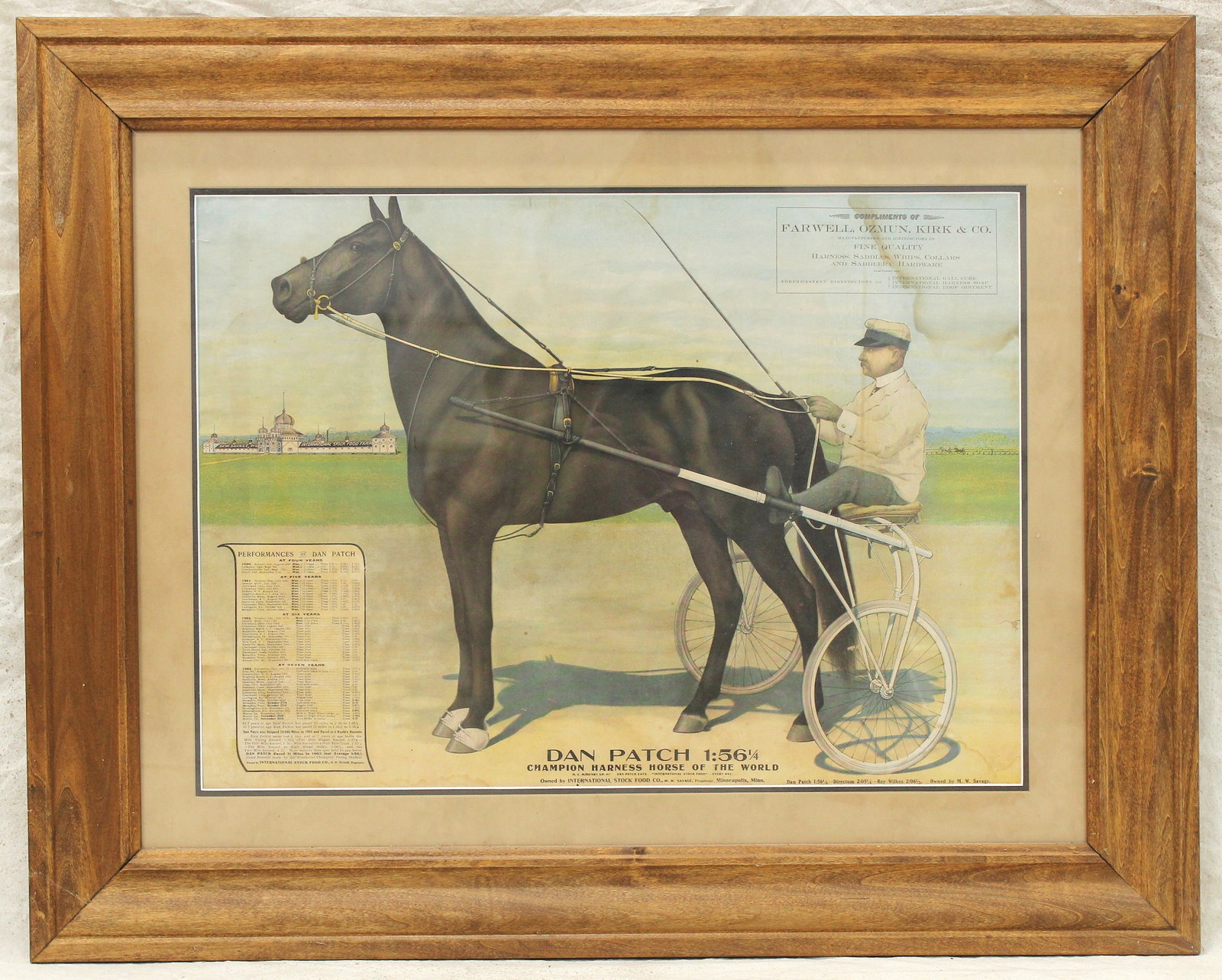 Dan Patch Framed Advertising Poster: An interesting and highly collectible poster of the famous race horse, Dan Patch, with attractive imagery. Nicely framed and measuring 37”x 29”.