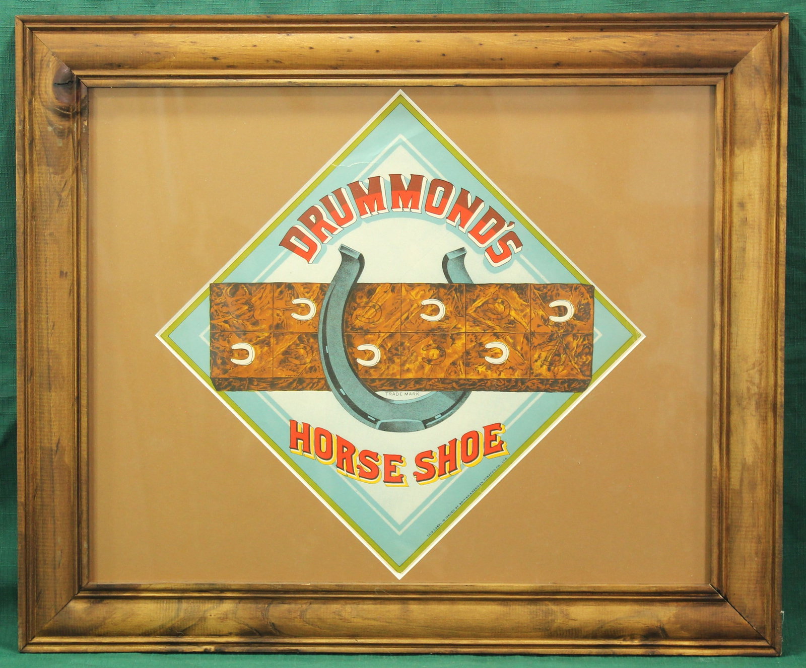 Drummonds Horseshoe Advertising Sign: An attractive vintage ferrier's advertising sign, beuatifully matted and framed. Measuring 24"x 20".