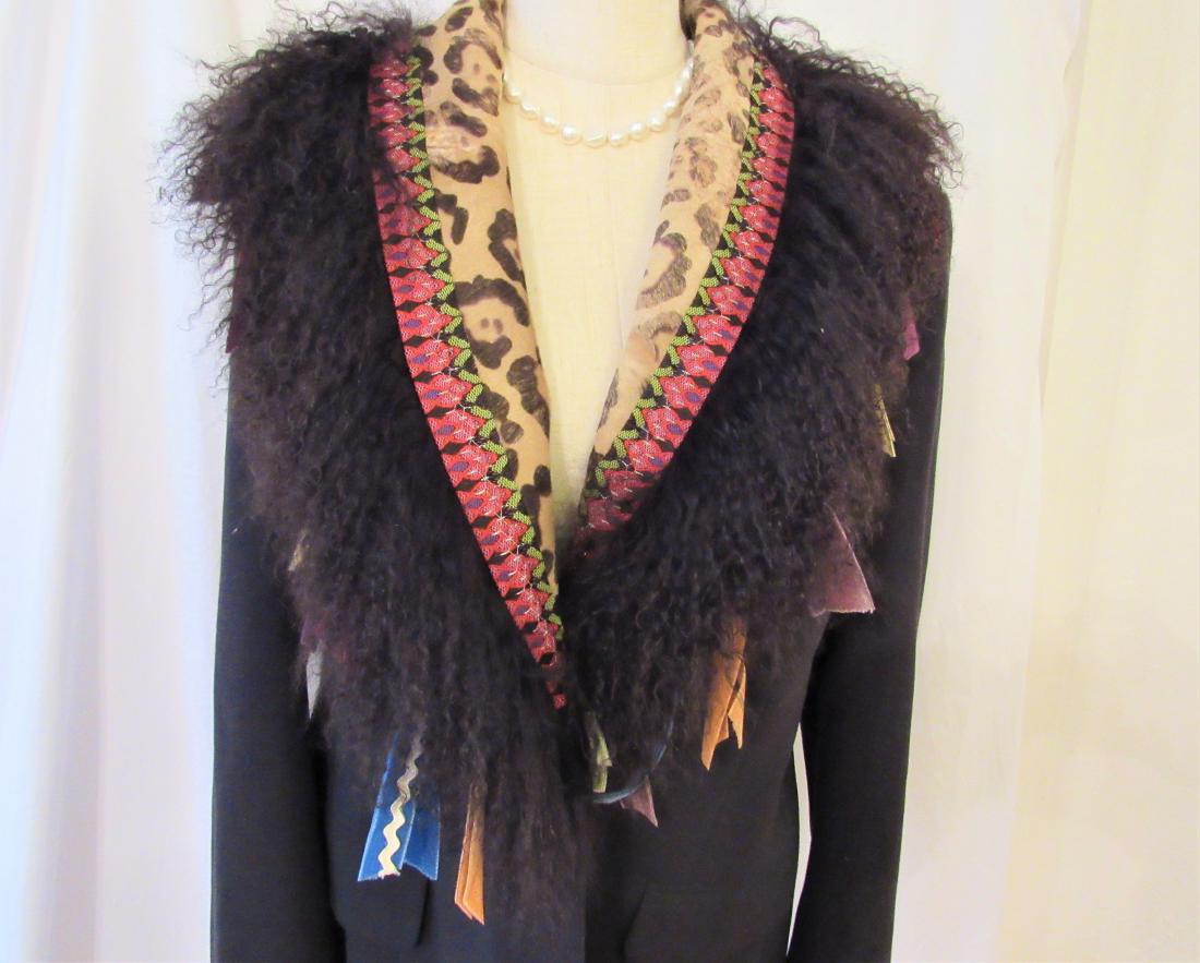 Vintage John Galliano Mongolian Fur Collar Wool Jacket (1 of 6)