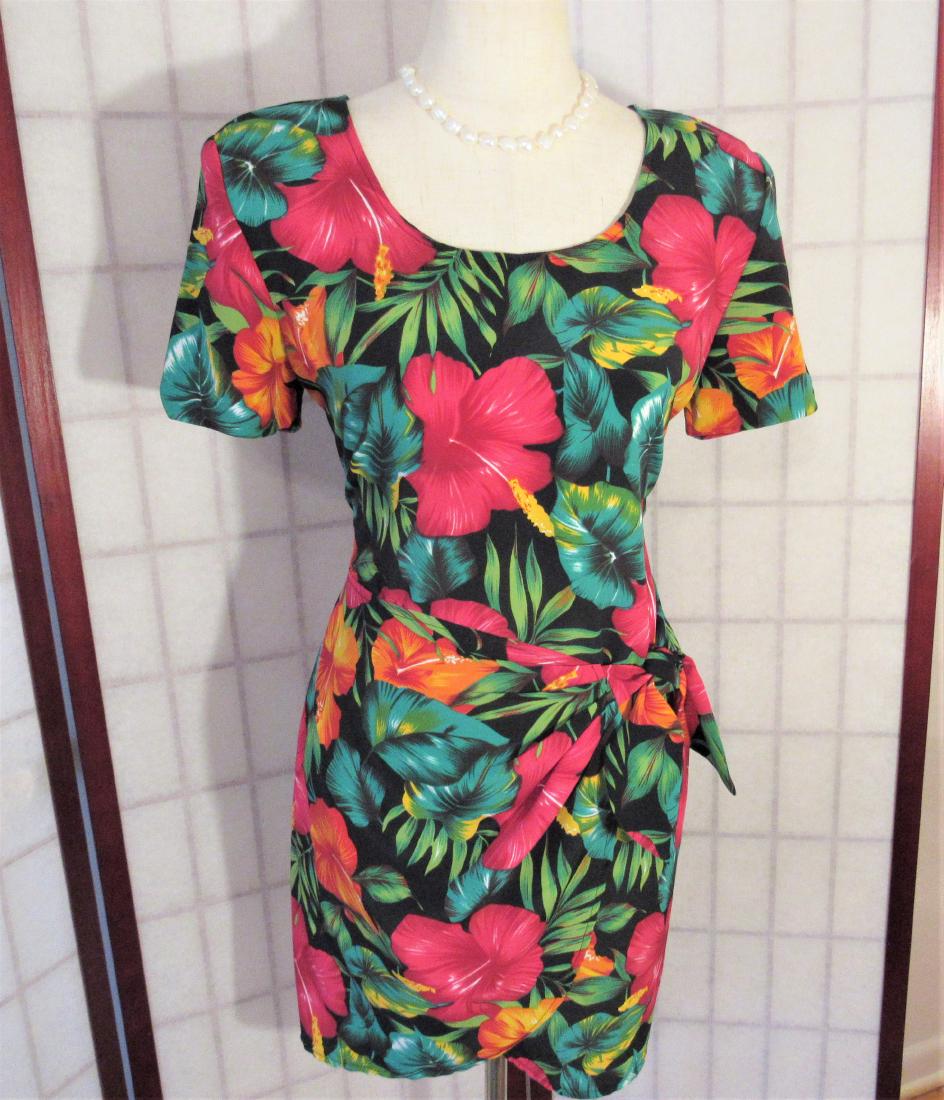 Vintage tropical sarong dress sz M (1 of 4)