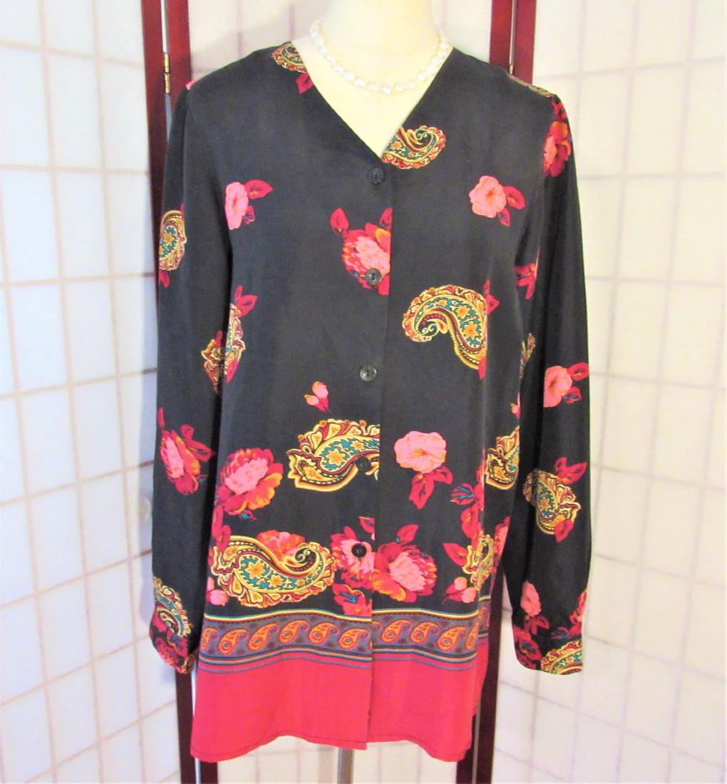 Vintage paisley silk tunic sz M (1 of 5)