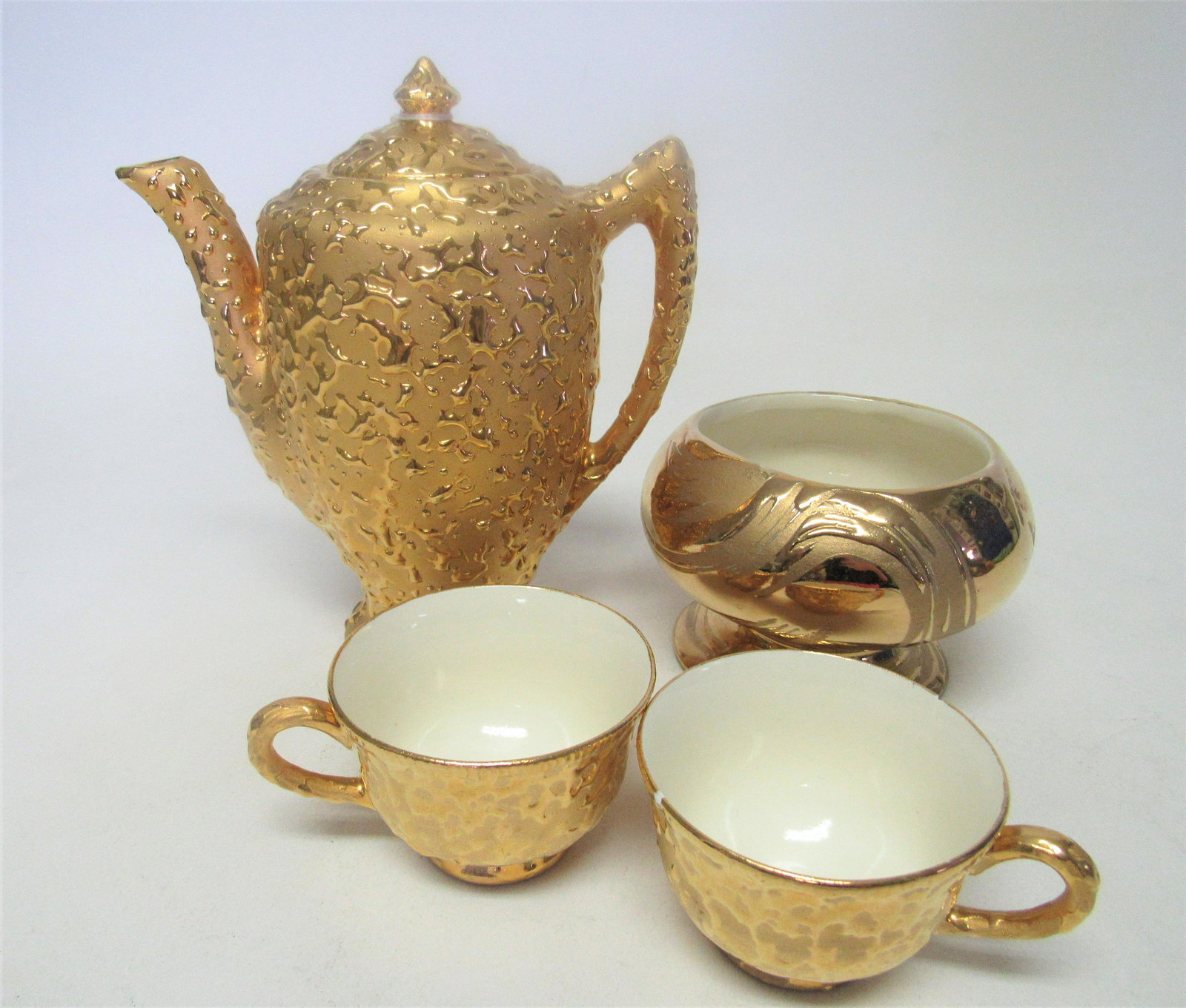 Vintage Ohio pottery 22K gold teapot set (1 of 4)