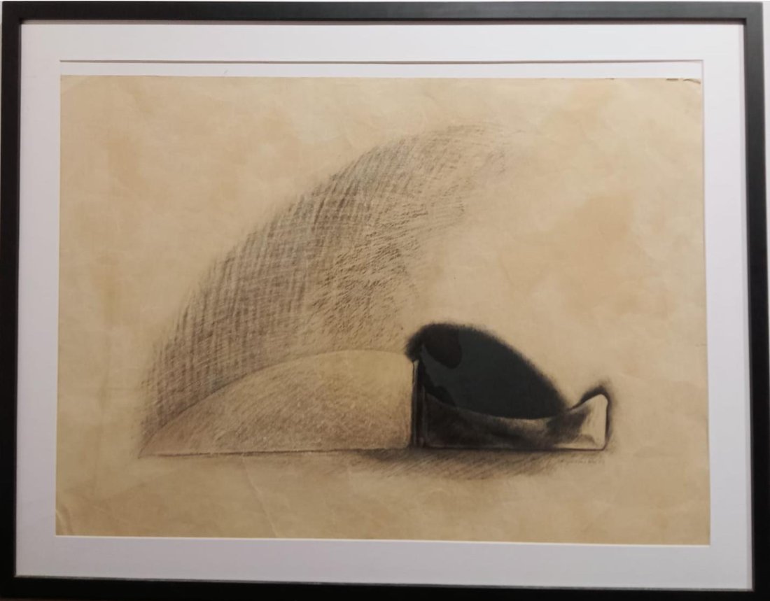 GULAM MOHAMMED SHEIKH - DAY OF THE DAGGER CHARCOAL ON PAPER 22.5 X 30 INCHES 1993: GULAM MOHAMMED SHEIKH - DAY OF THE DAGGER CHARCOAL ON PAPER 22.5 X 30 INCHES 1993