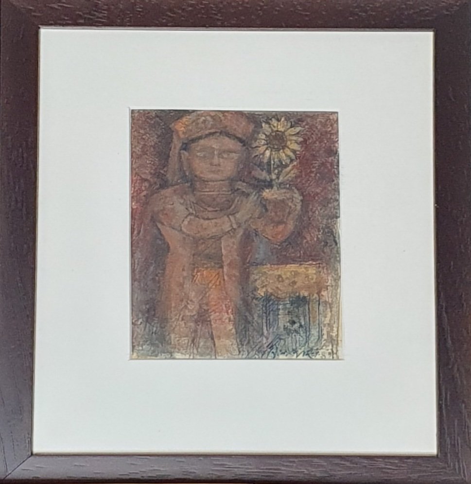 Ganesh Pyne - Untitled: "Ganesh Pyne's ""Untitled"" is a mesmerizing mixed media piece that showcases the artist's mastery of multiple mediums. With its intricate details and subtle use of color, this piece is a testament to