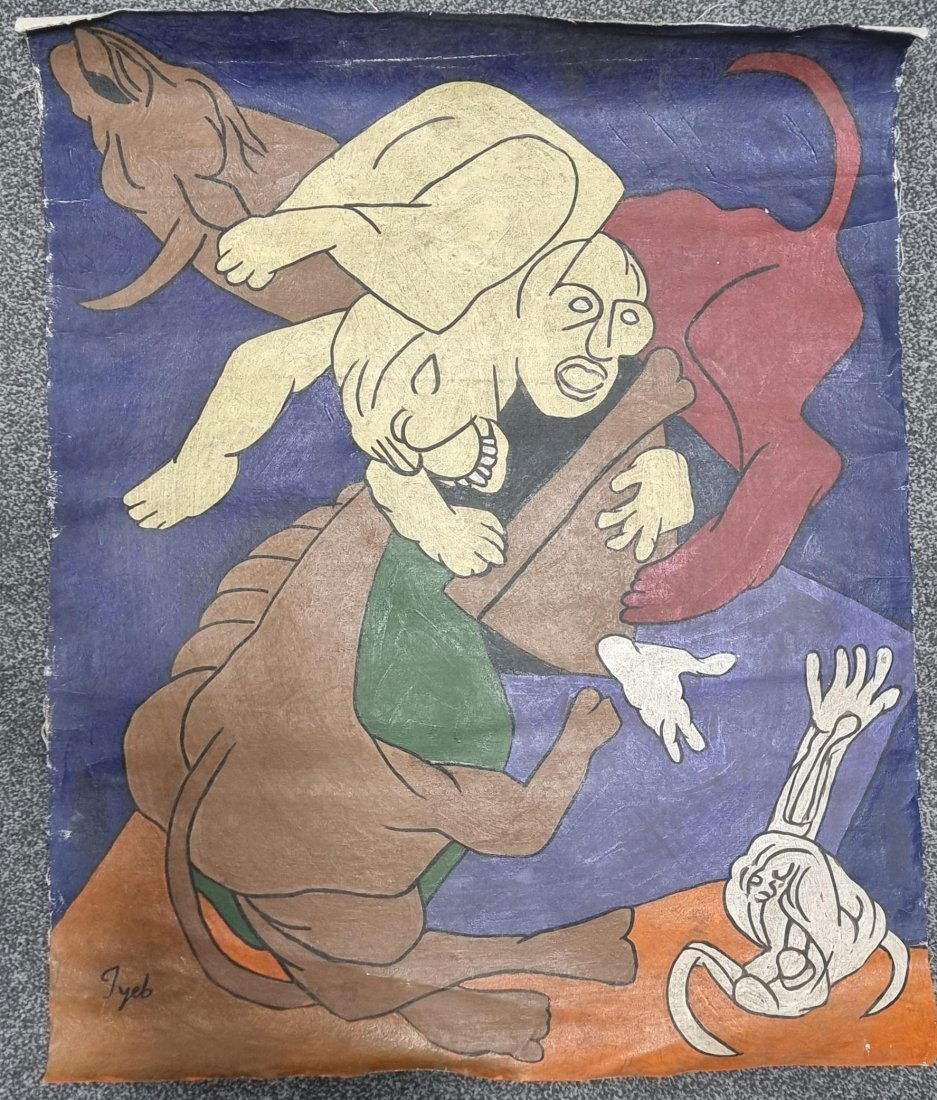 Tyeb Metha: This mesmerizing artwork measures 24" x 30" and was created by the highly acclaimed Indian artist Tyeb Mehta. While the title of the piece is not specified, its visual impact and emotive power are imm