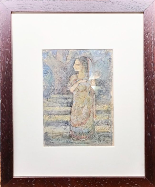 Ganesh Pyne (untitled) painting size 16 x 11cm -not including frame: Ganesh Pyne (untitled) painting size 16 x 11cm -not including frame