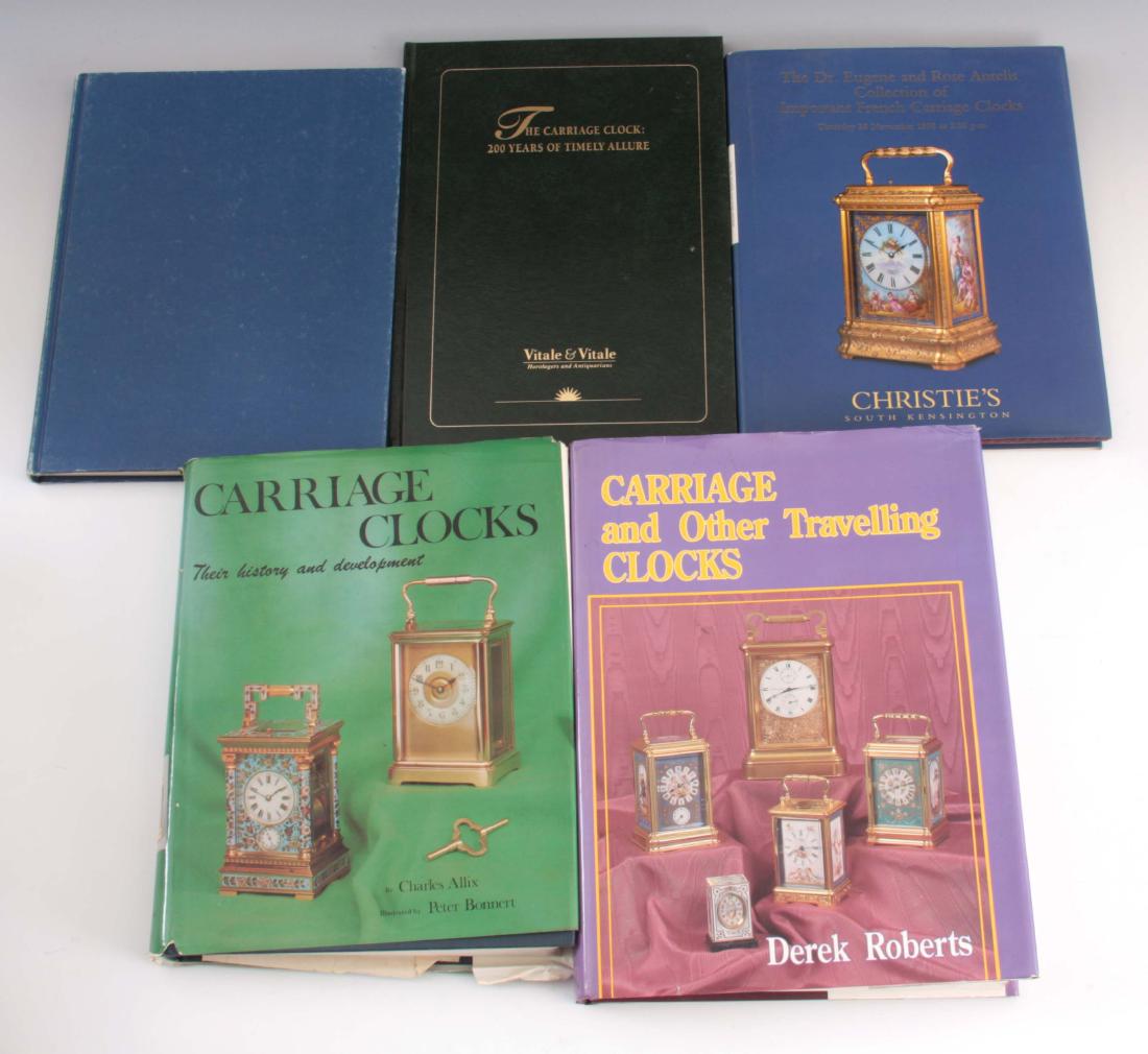 1, CHARLES ALLIX, CARRIAGE CLOCKS. 2, DEREK ROBERT: 1, CHARLES ALLIX, CARRIAGE CLOCKS. 2, DEREK ROBERTS, CARRIAGE AND OTHER TRAVELLING CLOCKS. 3, J. B. HAWKINS, THOMAS COLE AND VICTORIAN CLOCKMAKING. 4, VITALE & VITALE, THE CARRIAGE CLOCK. 5, CHRISTIES