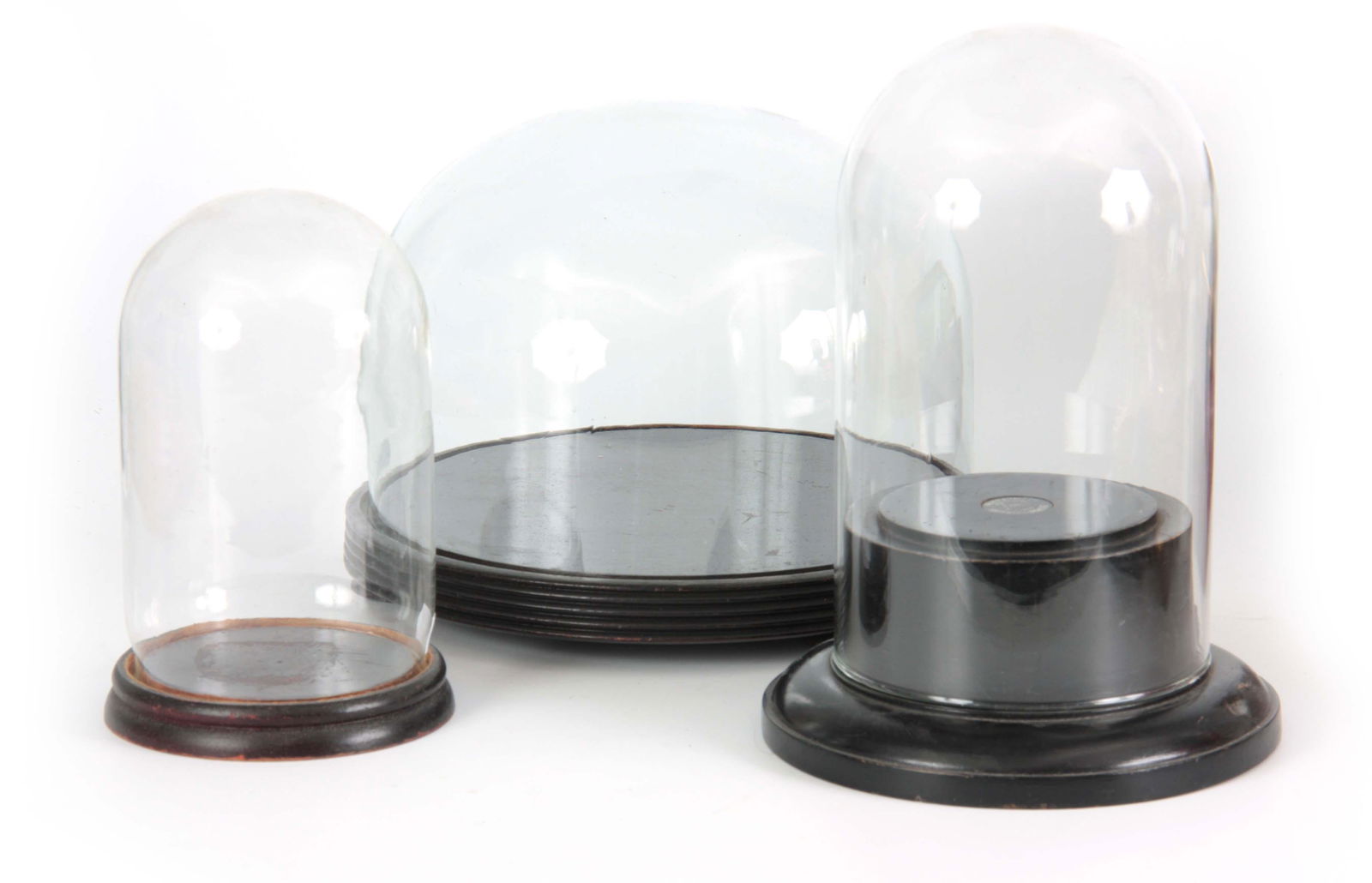 A COLLECTION OF THREE LATE 19TH CENTURY GLASS DOME (1 of 1)