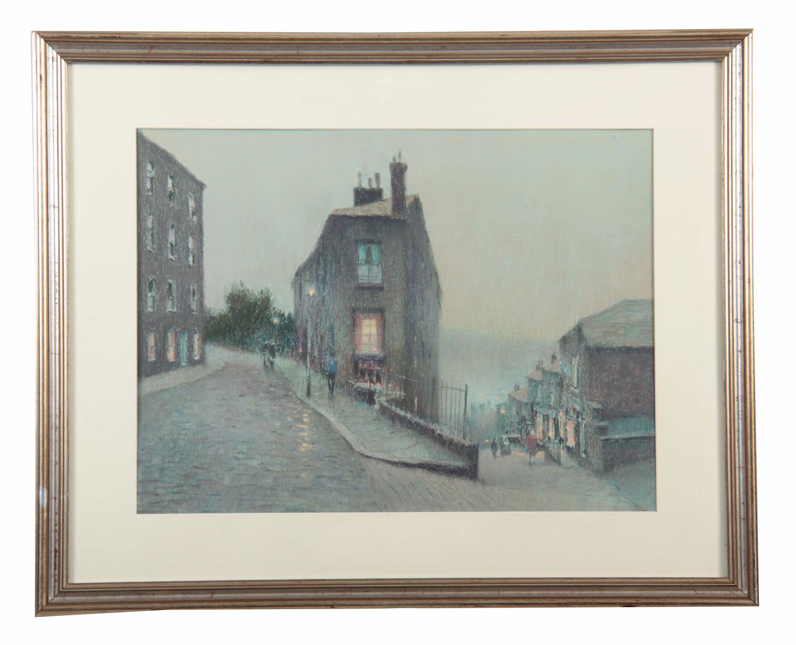 ARR. BOB RICHARDSON - PASTEL DRAWING Hebden Bridg: ARR. BOB RICHARDSON - PASTEL DRAWING Hebden Bridge, Yorkshire - signed mounted and in silvered wood frame