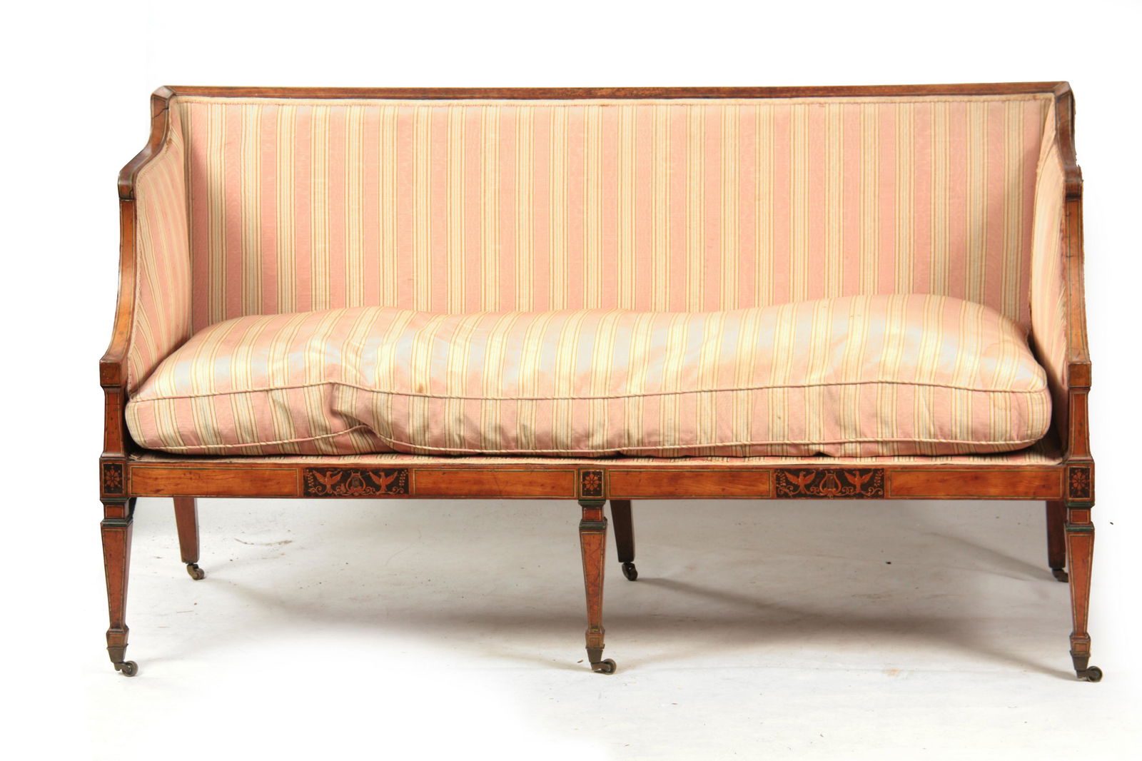 A REGENCY SATINWOOD THREE SEATER SETTEE with paint (1 of 1)